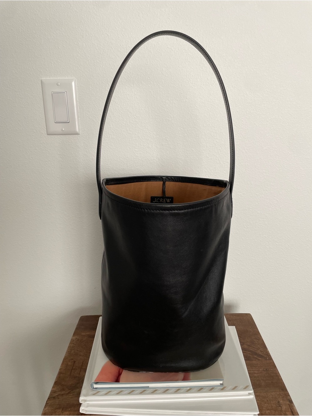 J. Crew Berkeley Bag Black Leather Bucket Bag